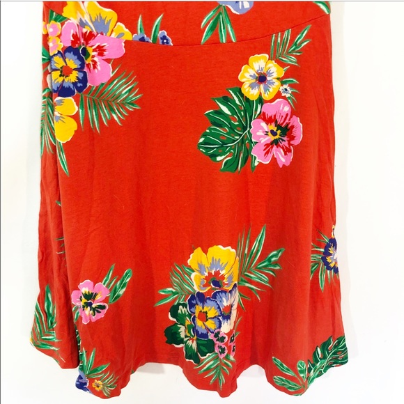 RED OLD NAVY TROPICAL HALTER DRESS - Picture 3 of 4